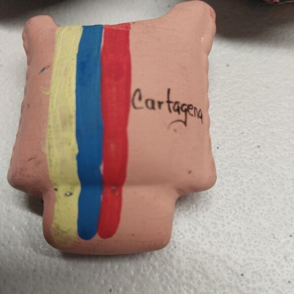 Vintage Folk Art Hand Painted Salt & Pepper Shakers + Toothpick Holder Pottery - Picture 5 of 15